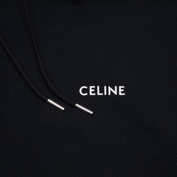NEW CELINE x Hedi Slimane Loose Zipped Hoodie Black Cotton Fleece Logo XXL 2XL - Picture 9 of 15